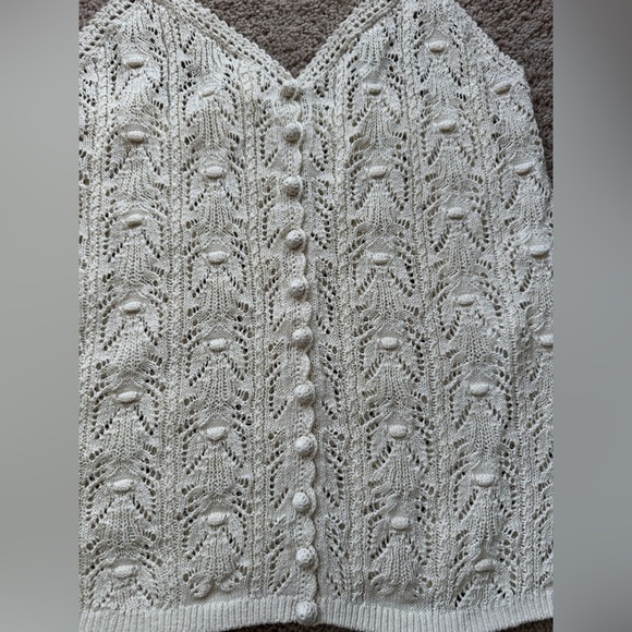Sezane- Cream Francisco Thin Strap Crochet Lace Tank Too - Picture 6 of 7